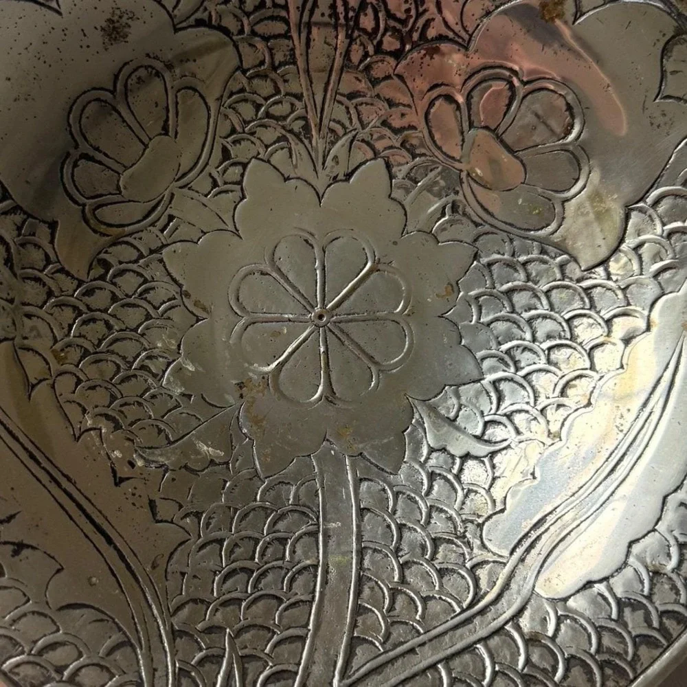 Vintage EPNS India Silver Plate Engraved Floral Bowl 9